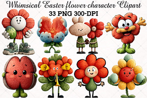 Whimsical Easter flower character, an Illustration by RobertsArt