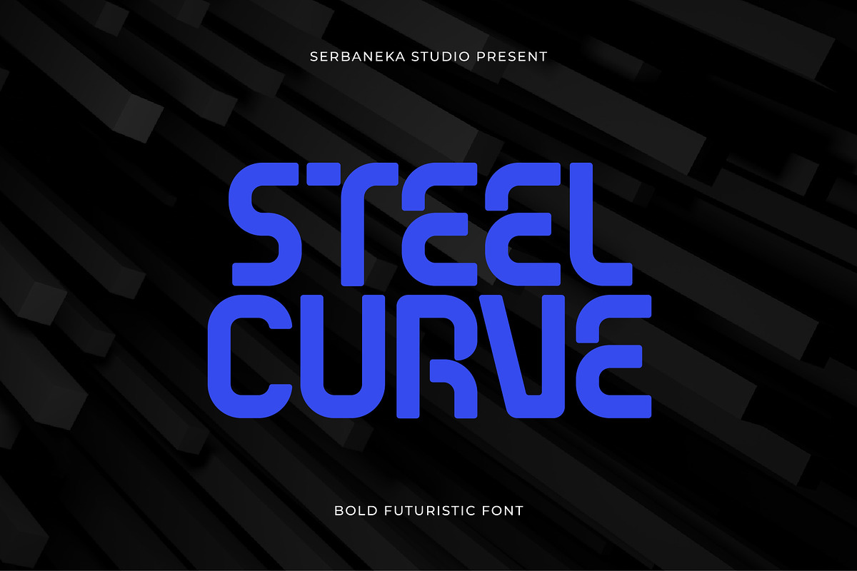 Steelcurve Futuristic Tech Font, a Sans Serif Font by Serbaneka Studio (Photo 1 of 9)