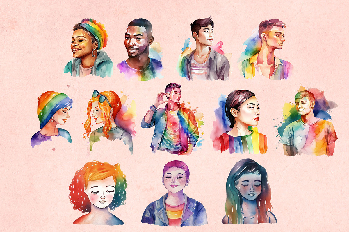 LGBTQ Pride Watercolor Collection, an Object Graphic by Hues of Hodges (Photo 5 of 6)