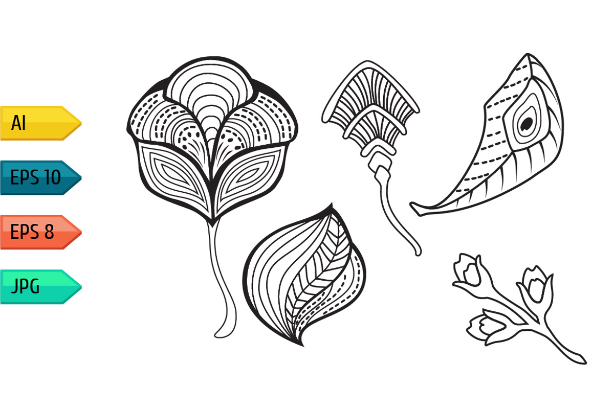 Set of vintage floral silhouettes, a Pattern Graphic by julia_musdotter (Photo 9 of 11)