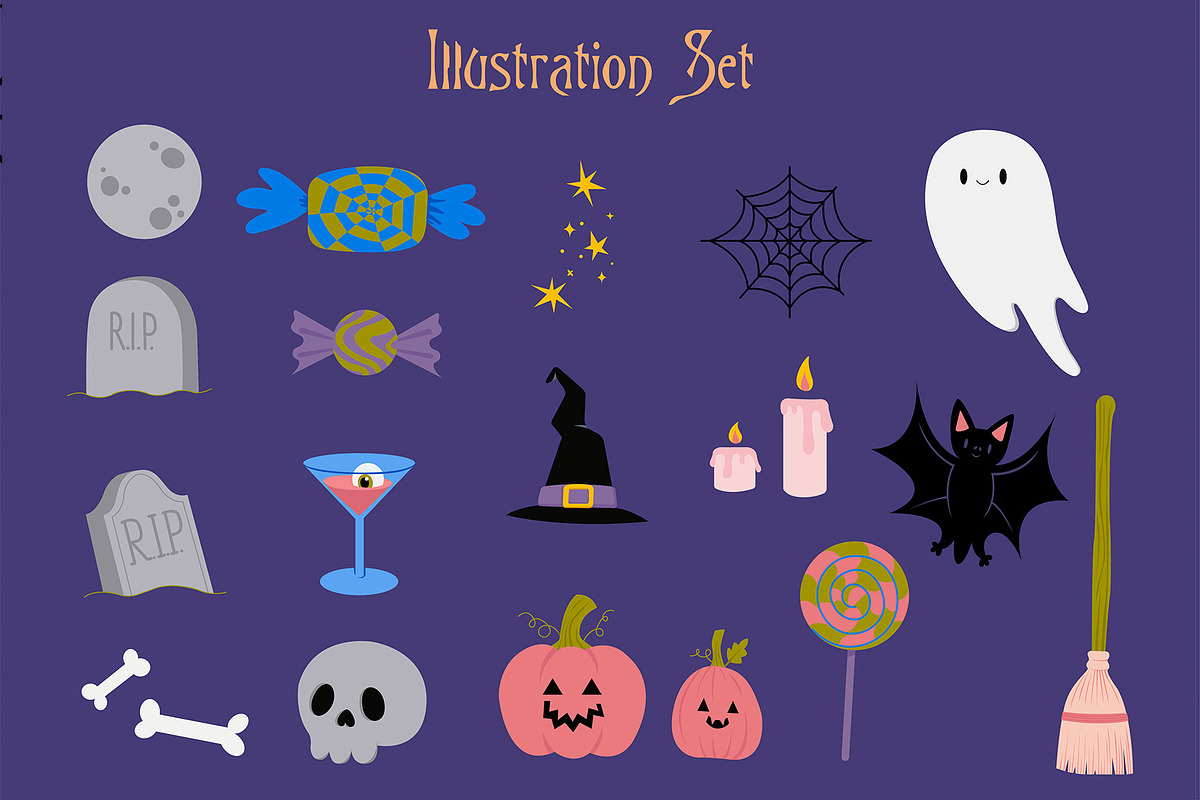 Ghostly Greetings: Halloween Pack, a Seasonal Illustration by selintahtakilic (Photo 2 of 9)
