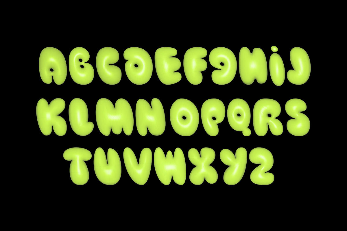 Fresh Green 3D Balloon Alphabet Set, an Object Graphic by Idressart (Photo 2 of 3)