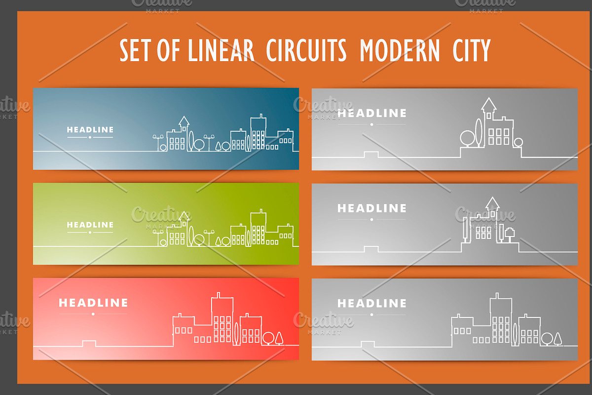 Vector set design silhouette city, an Object Graphic by Haisonok (Photo 3 of 4)
