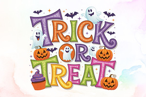 Trick or Treat Halloween Ghost Pumpk, an Illustration by Sublimation Artist