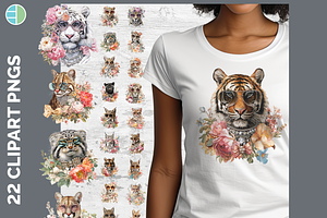 Boho Glam Wildcat Clipart, 22 PNG
