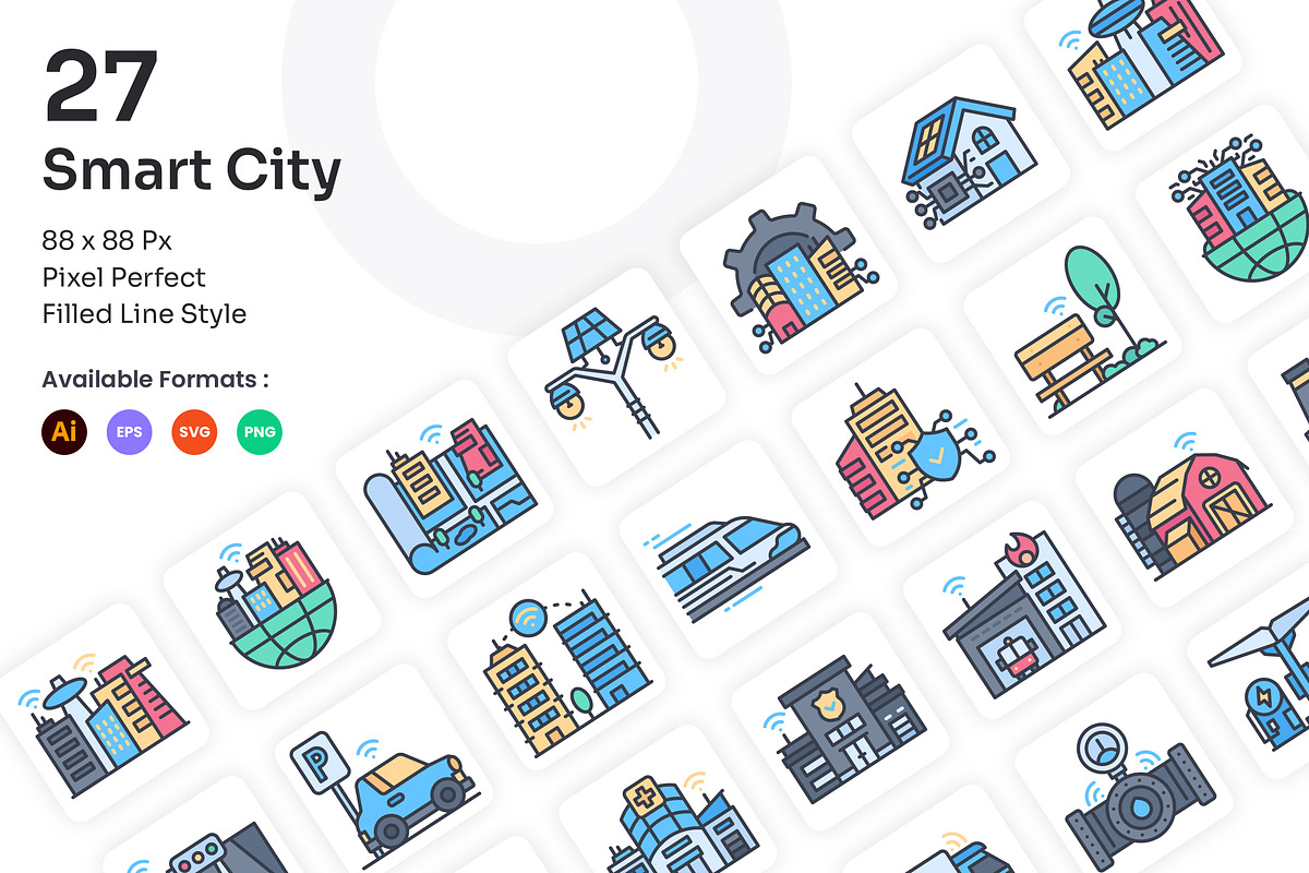 Smart City Icons Set - Filled Line, an Icon by Kmg Design (Photo 1 of 2)