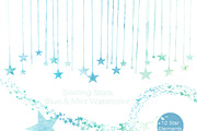 Teal & Mint Watercolor Star Clipart, an Illustration by ClipartBrat Graphics (Thumbnail 5 of 5)