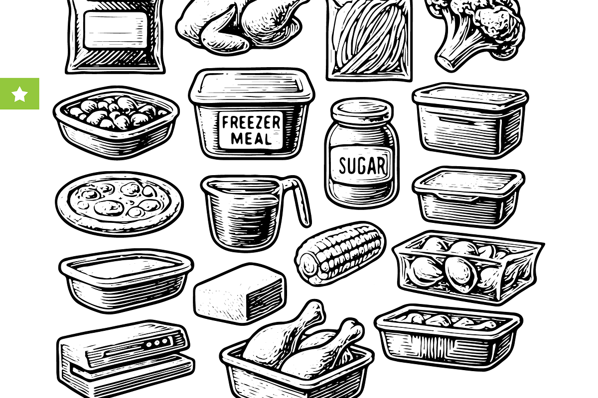 Vintage Meal Prep & Freezer Icons, an Object Graphic by RT Studio (Photo 2 of 3)