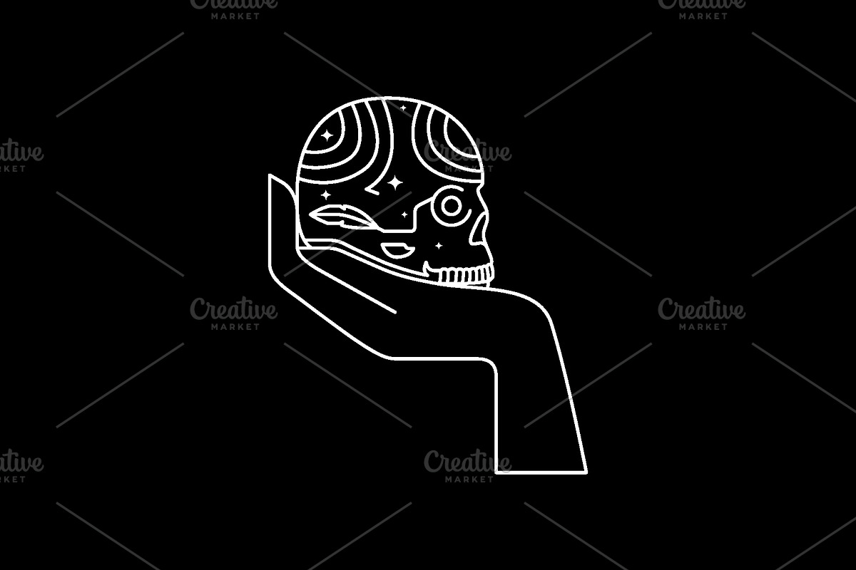 hand cranium skull space dark logo, a Branding & Logo Template by devastd
