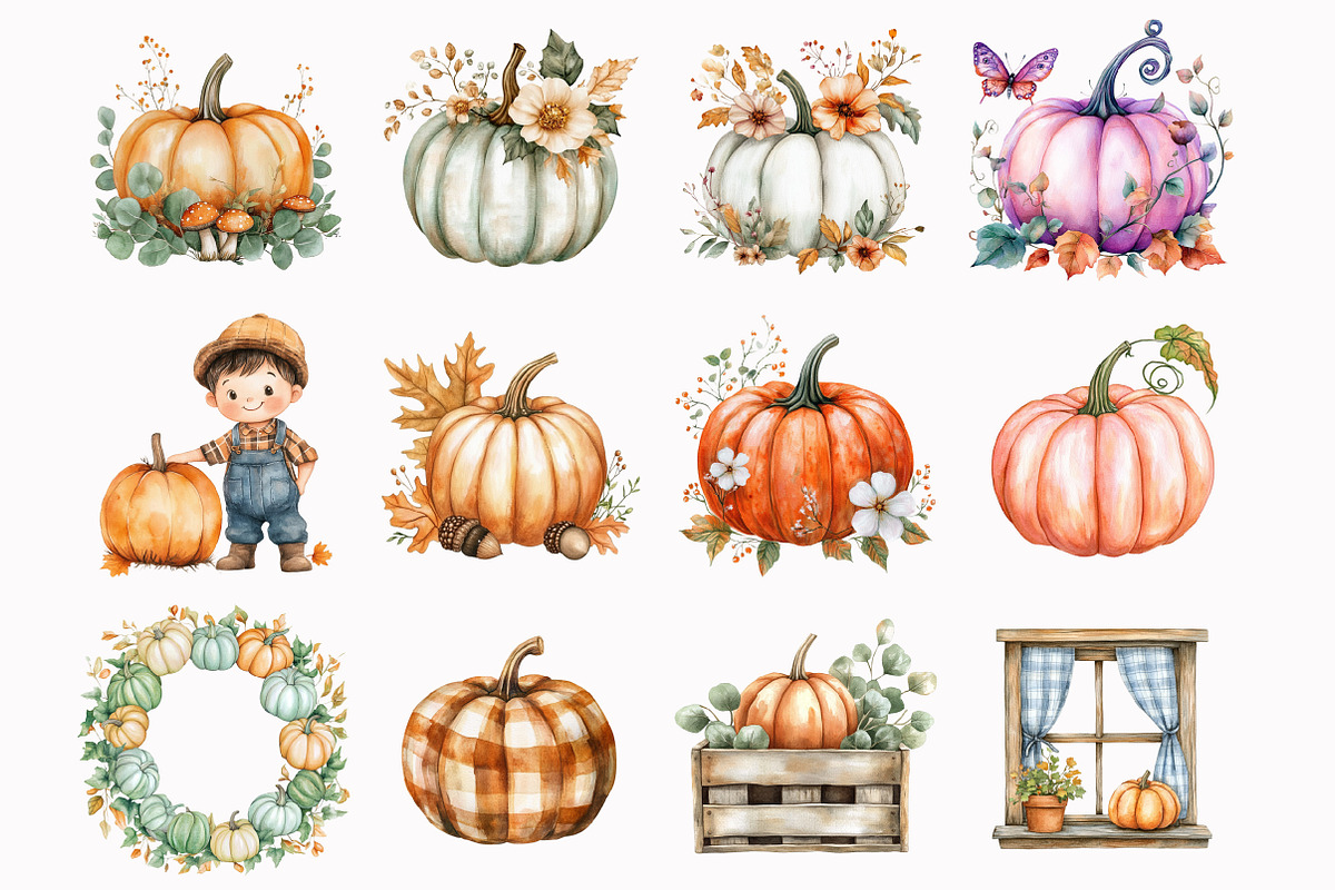 Cottagecore Pumpkin Clipart, an Illustration by Design Market (Photo 3 of 5)
