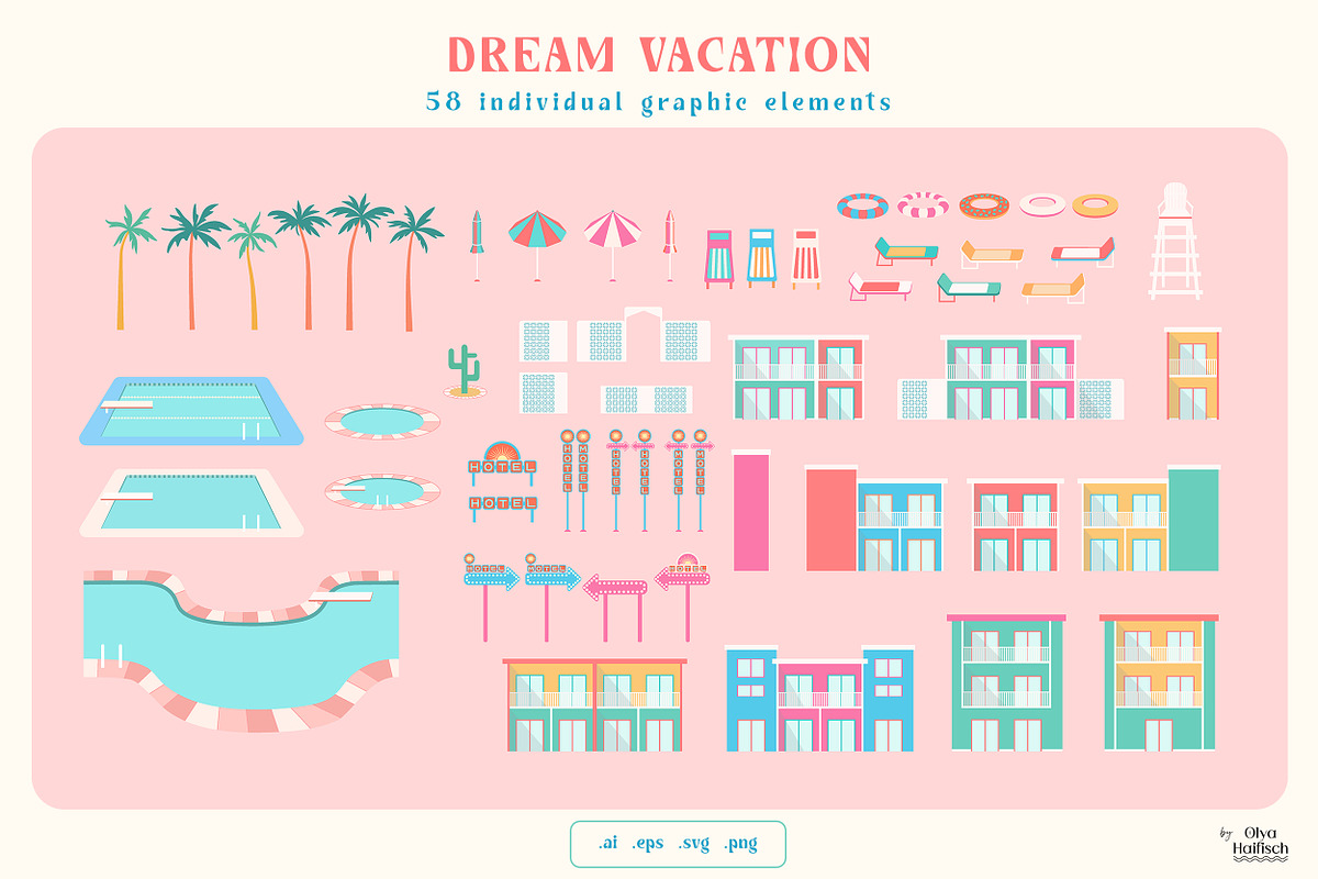 Dream Vacation Vector Collection, a Seasonal Illustration by Olya Haifisch (Photo 11 of 12)