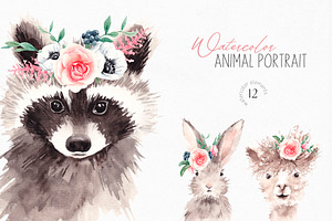 Watercolor Animal Portraits, an Animal Illustration by YuliyaArtGarden