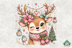 Whimsical Christmas Deer PNG, a Seasonal Illustration by Craft Nest