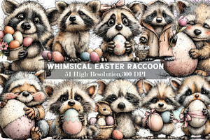 Whimsical Easter Raccoon Clipart, an Illustration by Sublimation Artist