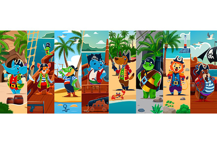 Cartoon animal pirate corsairs