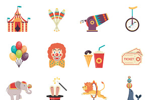 Circus Performance Icons Set