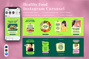 Healthy Food Instagram Carousel & Ca