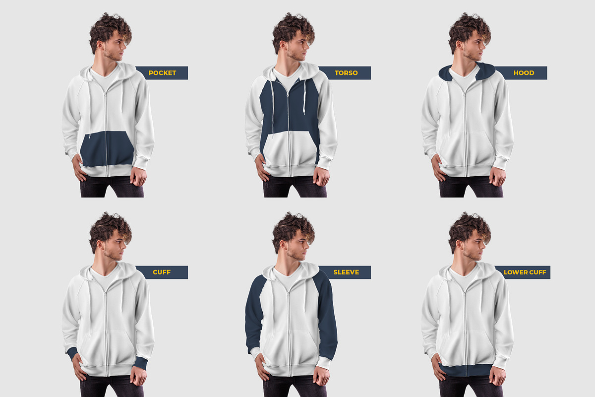 10 Men's Zip Hoodie Mockups, a Hoody Mockup by Grow Design Craft Studio (Photo 4 of 8)