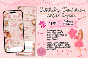 Birthday Brunch RSVP Website Invite