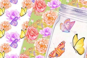 Watercolor Floral Seamless Patterns