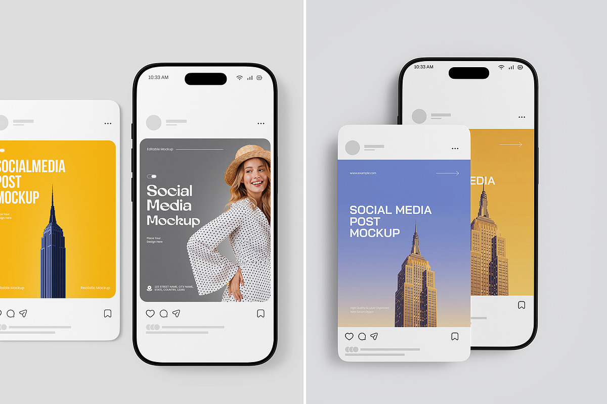 Phone with Social Media Post Mockup, an iPhone Mockup by graphypix (Photo 3 of 7)