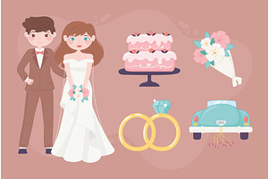 wedding icon collection, an Illustration by studiogstock