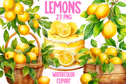 Lemons Watercolor Clipart