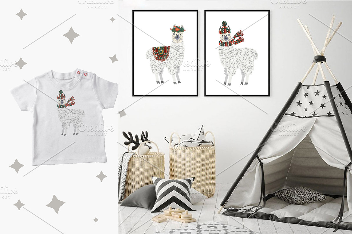 Christmas llamas and Santa clipart, an Animal Illustration by KupalinaArt (Photo 7 of 7)