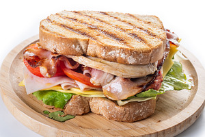 Club Sandwich with Bacon, Ham, Cheese and Grilled Chicken, a Food & Drink Photo by etorres69