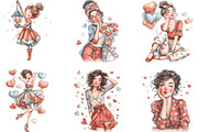Whimsical Valentine Day Girl Clipart, an Illustration by CraftArtStudio (Thumbnail 5 of 6)