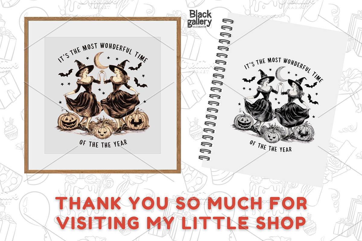 Vintage Halloween Witch PNG, a Graphic by Clipart Bloom (Photo 6 of 6)