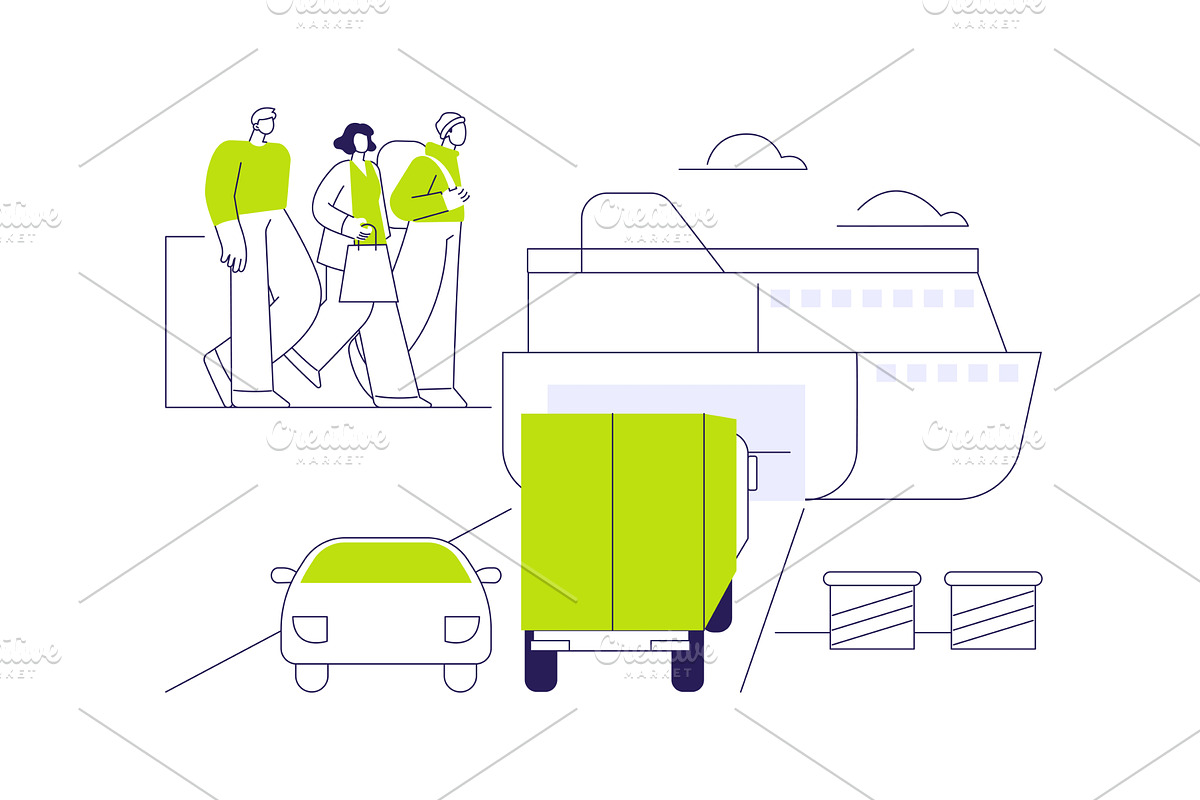 Car ferry abstract concept vector, a Transportation Illustration by Visual Generation