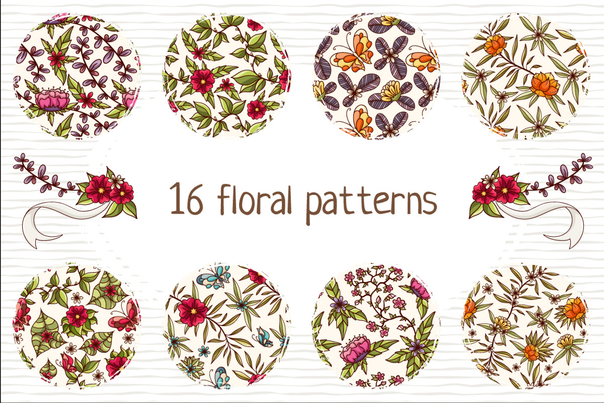 Set of floral patterns