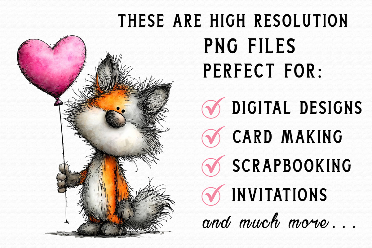 Cute Valentine Fox With Balloons PNG, an Illustration by Libby Wishes (Photo 6 of 6)