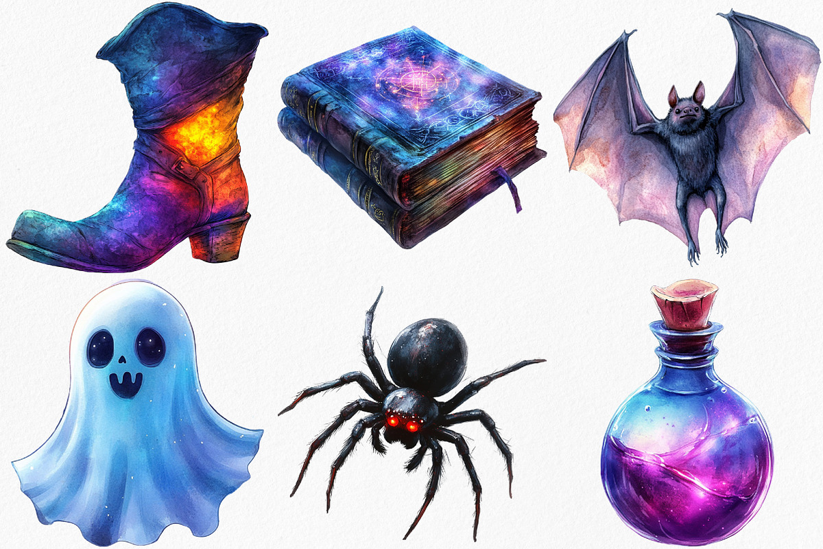 Watercolor Halloween Evening Clipart, an Illustration by Canvas Craft (Photo 3 of 8)