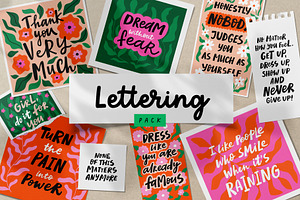 Motivational Quotes, Lettering Pack