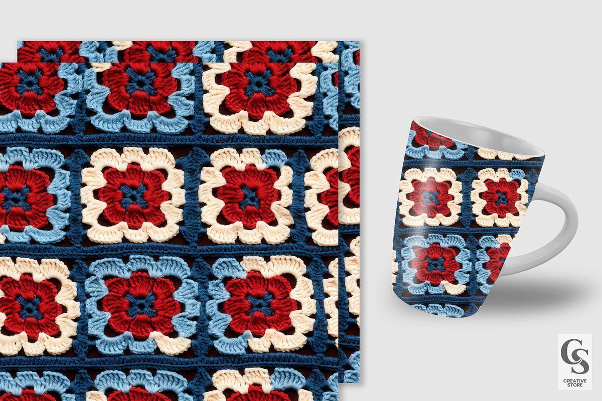 Red Blue Square Crochet Patterns, a Pattern Graphic by Creative Store (Photo 5 of 5)