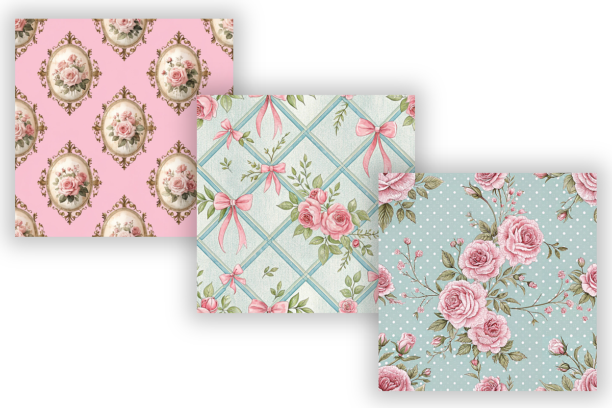 Sweet Peony Shabby Chic Pattern, a Pattern Graphic by FloridPrintables (Photo 4 of 9)