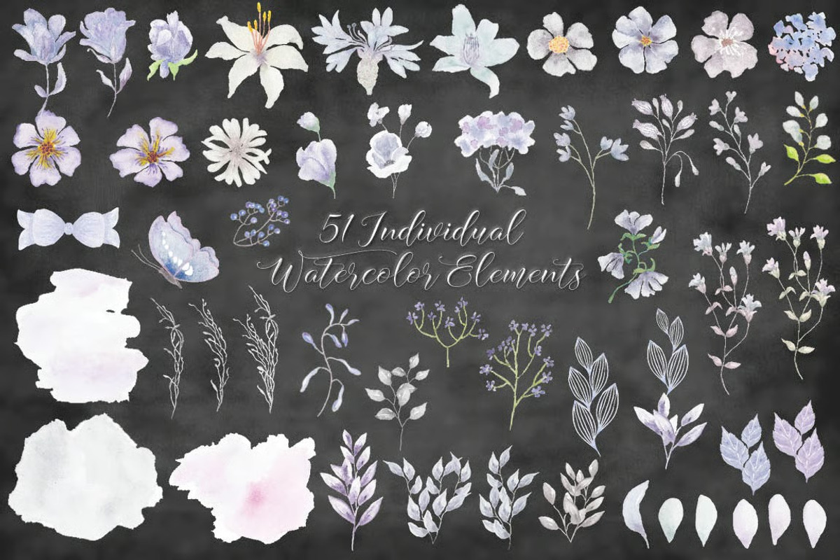 Smoky Grey Florals Watercolor Design, a Work Illustration by fashionaddict (Photo 7 of 10)