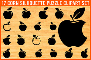 Apple Silhouette Puzzle Clipart Set, an Illustration by jahid234