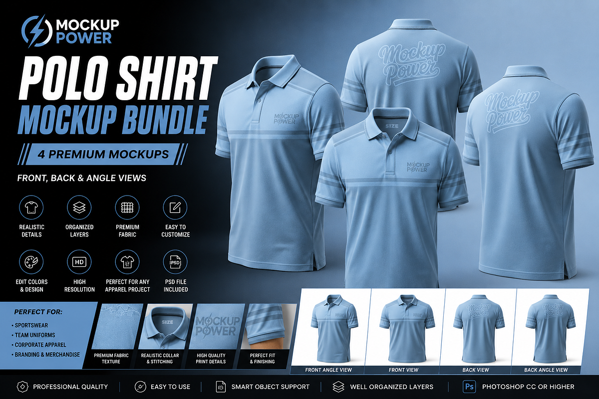 Polo Shirt Mockup Bundle, a Shirt Mockup by Mockup Power (Photo 4 of 4)