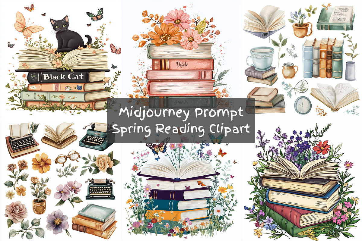 Prompt Spring Reading Clipart, a Decorative Illustration by Creative design (Photo 1 of 7)