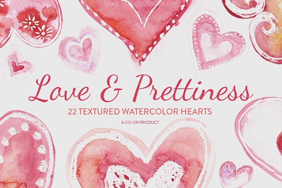 22 Watercolor Textured Hearts preview 5