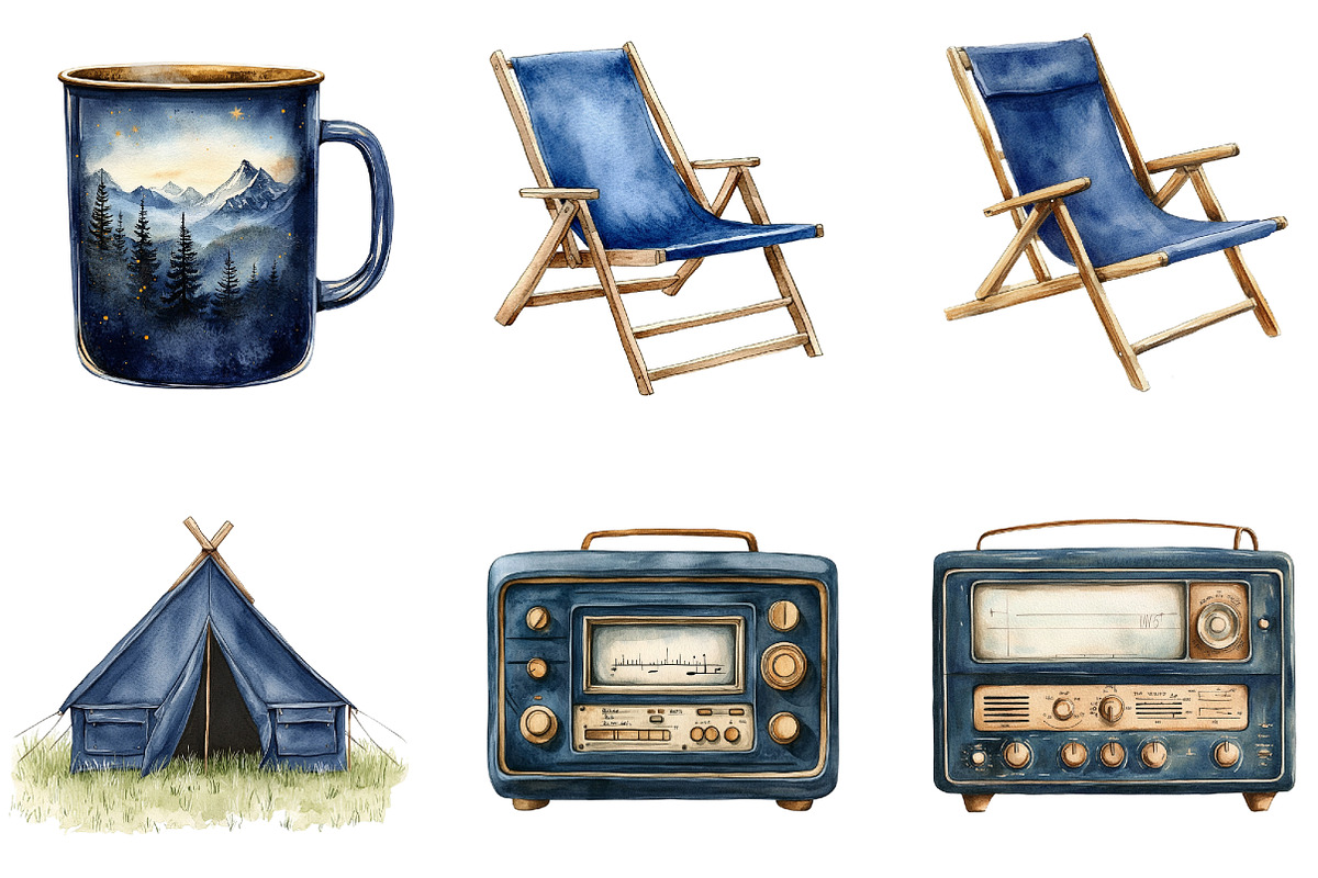 Navy Summer Outdoor Clipart, an Illustration by DreamArtGraphic (Photo 3 of 4)