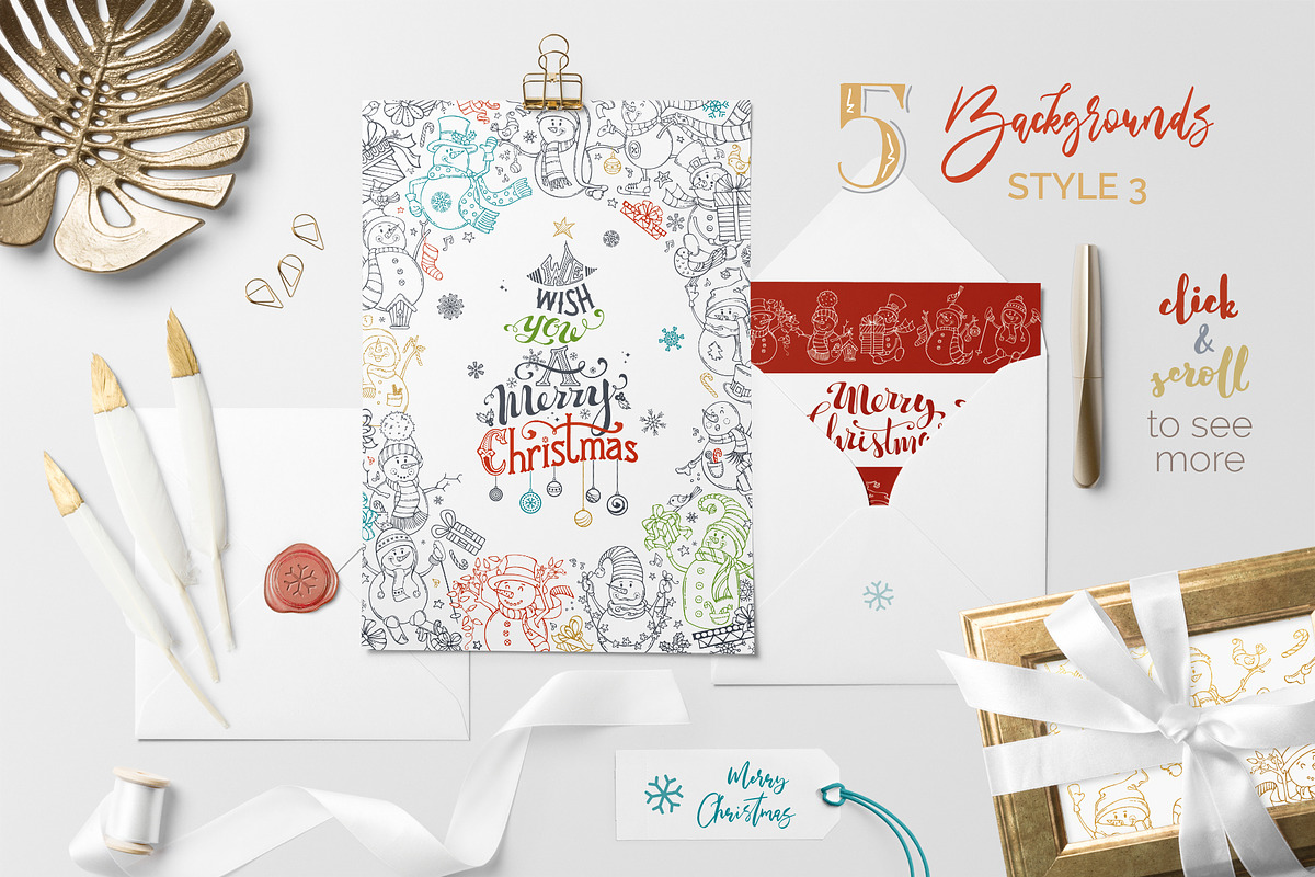 Cute Snowmen Set, a Decorative Illustration by MaljukArt (Photo 9 of 14)