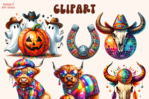 Halloween Western Disco Clipart