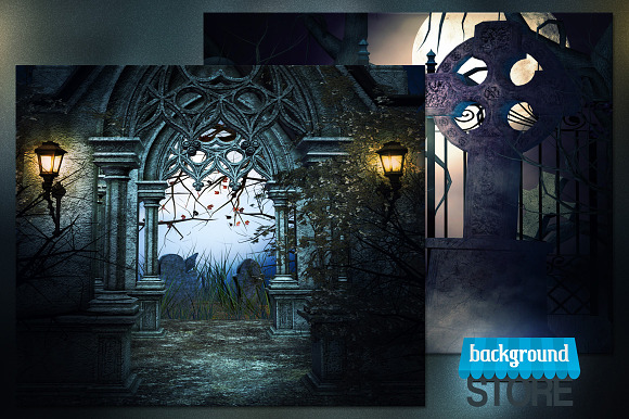 Scary Graveyard Backdrop preview 4