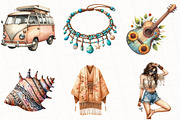 Watercolor Boho Summer Clipart, an Illustration by OK Design (Thumbnail 3 of 5)