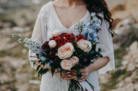 Girl with a bouquet stock photo containing bouquet and flowers