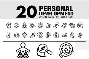 20 Personal Development line icon, an Icon by khalwa.studio